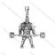 Mens Sport Charms Stainless Steel Dumbell Charm Bodybuilder Pendant Charms Fitness Necklace Jewelry