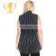 Women latest shirt collar sleeveless stripe design woman short dress