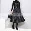 TWOTWINSTYLE Women Elegant Dresses PU Leather Square Collar Spaghetti Strap High Waist Fashion