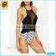 Wholesale Black Sexy Block Mesh -neck Lady Summer Casual One-Piece Swimwear