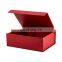 Red color folding box with matte lamination silver hot stamping logo christmas packaging box magnetic box with ribbon bow