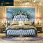European Antique Royal Bedroom Furniture Bedding Luxury Classic Solid Wood Pure Leather Beds Set