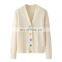Erdos High Quality 100% Cashmere Cardigan for Women Elegant Winter V-Neck Sweater with Button Decoration Custom Logo on Front