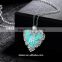 2016 hot selling amber necklace with heart shaped locket luminous stone pendants