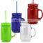 20oz plastic mason tumbler with handle and lid