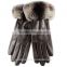 women dress fur cuff leather glove