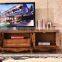 Rubber wood brown TV table led wooden TV table design