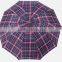 3 fold cheap promotional auto open and close check umbrella wholesale
