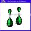 Fashion Zircon Two Green Stones Drop Earring Teardrop Emerald Earring