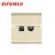 British standard white aluminum panel TV satellite and Tel electrical wall socket