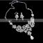 Silver Alloy Rhinestone Earrings Crystal Pendant Necklace Bridal Jewelry Set