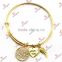 Real Gold Angel wings/Crystal Charms Bracelet, Copper Wire Bangles Wholesale