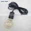 CE Approval White Ceramic Lampholder with 3m Textile Pendant Wire and Ceiling Canopy