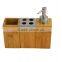 DT001/Eco Friendly Bamboo Bathroom set Trio Soap Pump Caddy, Innovations 5 Piece Bamboo Bathroom Vanity Set