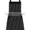 Adjustable Bib Apron with Pockets - Extra Long Ties, Commercial Grade, Unisex - Black/White Pinstripe