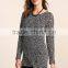 nice deign high quality girls fancy loose neck marled sweater