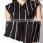 Chiffon Women Casual Set Pants Different Size & top printed striped black
