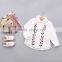 Embroidery design long sleeve baby girl t shirt 100% cotton white under shirt baby girl clothing baby shirt