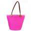 White Button Design Handle Simple Straw Beach Bag