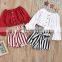 2020 Girls stripe blouse + shorts clothing set Kids Baby 2pcs set