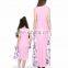 2019 new Women pink floral  Long Summer Dress Mother Daughter Matching (this link for WOMAN)