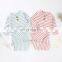 Striped Organic Cotton Rib Knitted Pajama Set For Baby