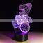 Bear 3d optical illusion acrylic night light with energy-saving