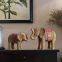 Nordic Style Rattan Plaited Article Pattern Resin Elephant Table Decoration Brown Craft Ornaments For Home Furnishing Decor