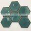256x197mm High Glossy Green Color Hexagon Ceramic Mosaic Wall Mosaics Hot Melt Glass Mosaic Tiles From Foshan