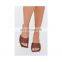 Ladies high fashion latest shoes womens brown crocodile print heeled sandals