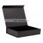 Custom ribbon bow a4 shallow black laminated presentation gift box with magnetic lid