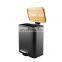2021 new come waste bin with bamboo lid square shape dustbin  Black 6L trash cans for bathroom kitchen