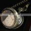 New Mens Stainless Steel Case White Dial Amber Front Antique Pocket Watch with Chain