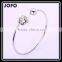 Fancy Girls' Flower Shining Open Size Zircon Silver Color Expandable Bangles Wholesale XPJ0314
