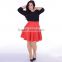 F20347A Hot sale plus size western dresses three quarter sleeve black red contrast color expansion skirt fat women dresses