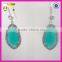 Wholesale factory price 925 sterling silver teardrops pendant earrings green glass hook earring