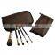 Double heads natural hair high quality 5 pcs brush set with two cosmetic zipper bag