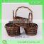 Dark brown color willow fruit storage basket with handle