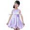 Kid's ballon skirt purple girl party dress for children