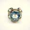 Blue Topaz Facet 925 Sterling Silver Ring, Blue Round Gemstone Ring, Designer Oxidized Silver Handmade Ring