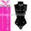 Fashion Stretchy Faux Leather Jumpsuit Zipper Front Catsuit Cosplay Costumes Black Playsuit