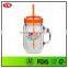 20oz Plastic Double Wall Insulated Mason Jar Mug With Straw And Handle