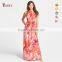 New design Printing dress off shoulder tunic long evening dress