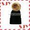 Custom Real Large Removable Fox Fur Pom Pom Beanie Hat