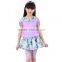 Girls New Sets Cotton Flowers Printed Dress Sets Short Sleeve Sets