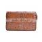 custom made luxury exotice leather crocodile skin men clutch wallet bag with zipper brown wholesale