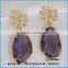 Fashion EarringJewelry Shinney Gemstone Hoop Earring with 18K Gold Plated
