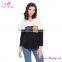 Top Sale Pocket Long Sleeves Black and White Shirt Women Pullover