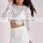 Crochet ladies fashion two piece sets three color designs Bridesmaide wear white lace sets