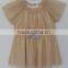 Cute Baby Girls Beige Cool Embroidered Dress for Summer